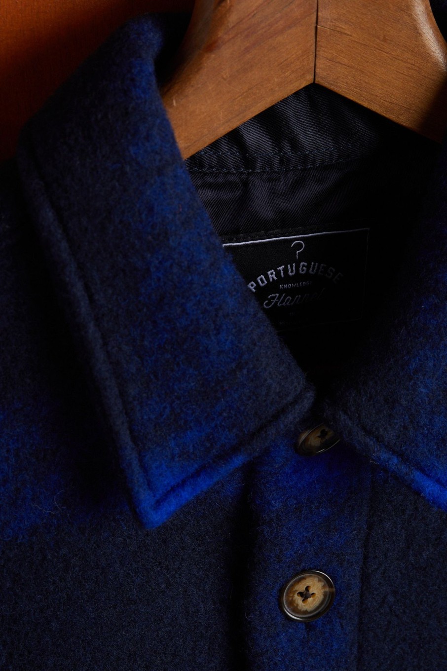 Kleidung Portuguese Flannel | Kariertes Fleece-Overshirt Marineblau