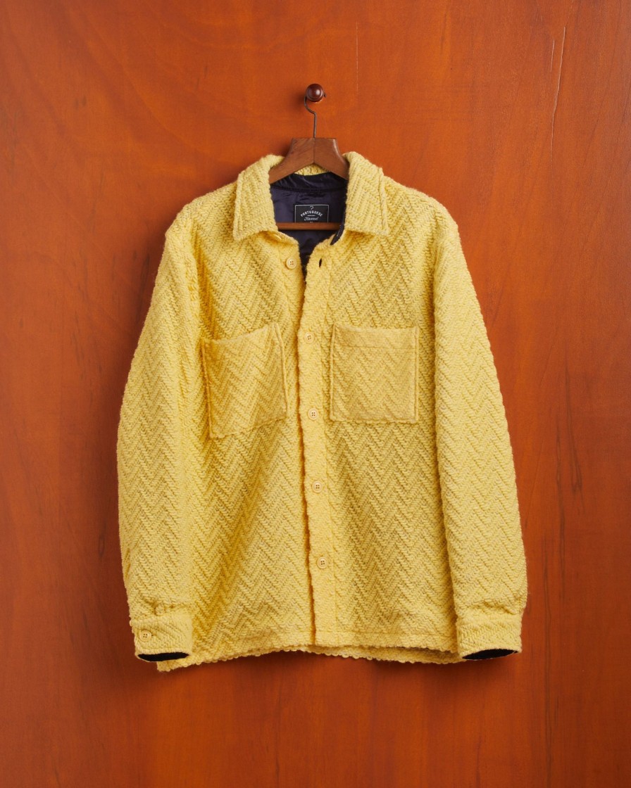 Kleidung Portuguese Flannel | Gestricktes Fischgrat-Overshirt Gelb