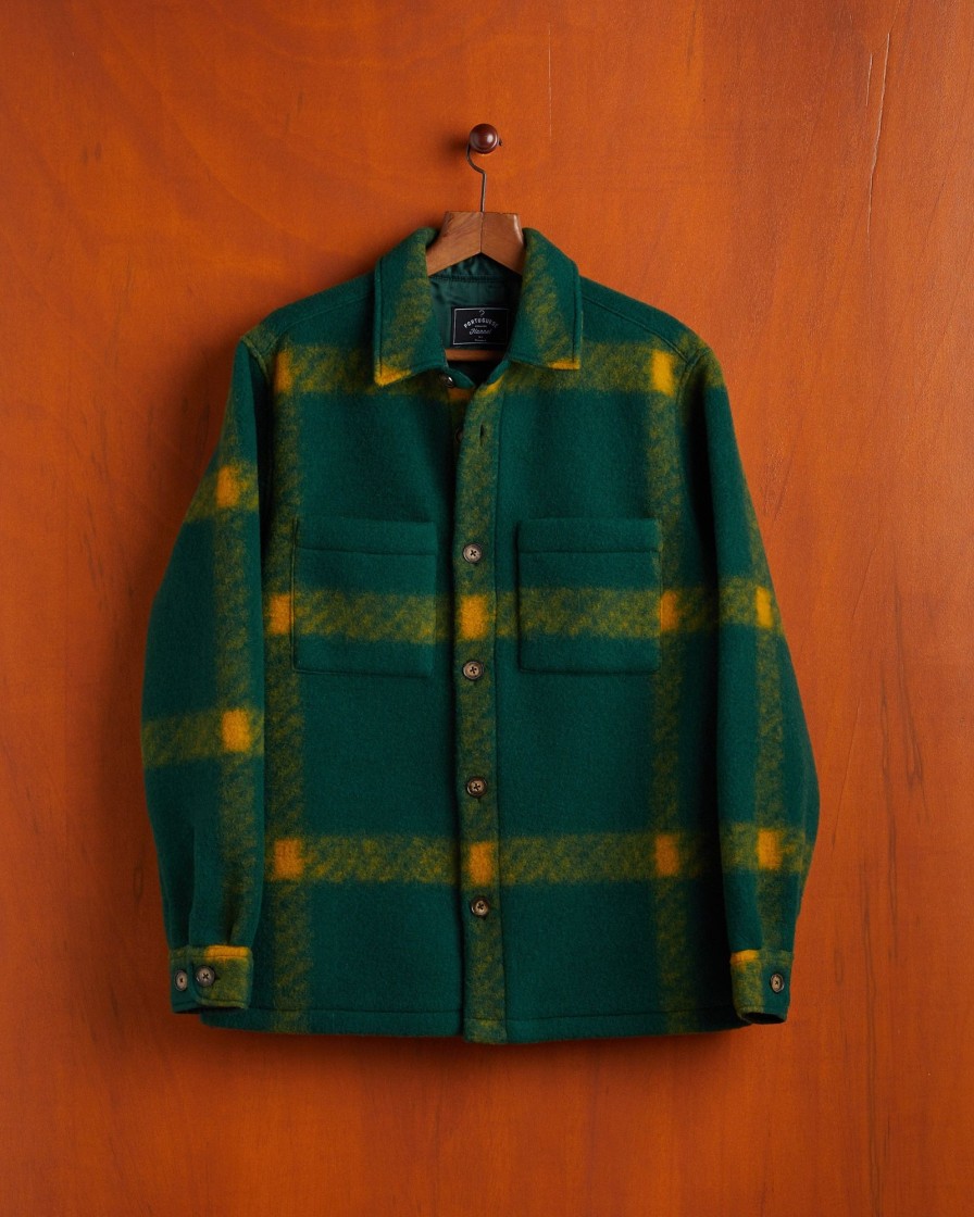 Kleidung Portuguese Flannel | Kariertes Fleece-Overshirt Grun