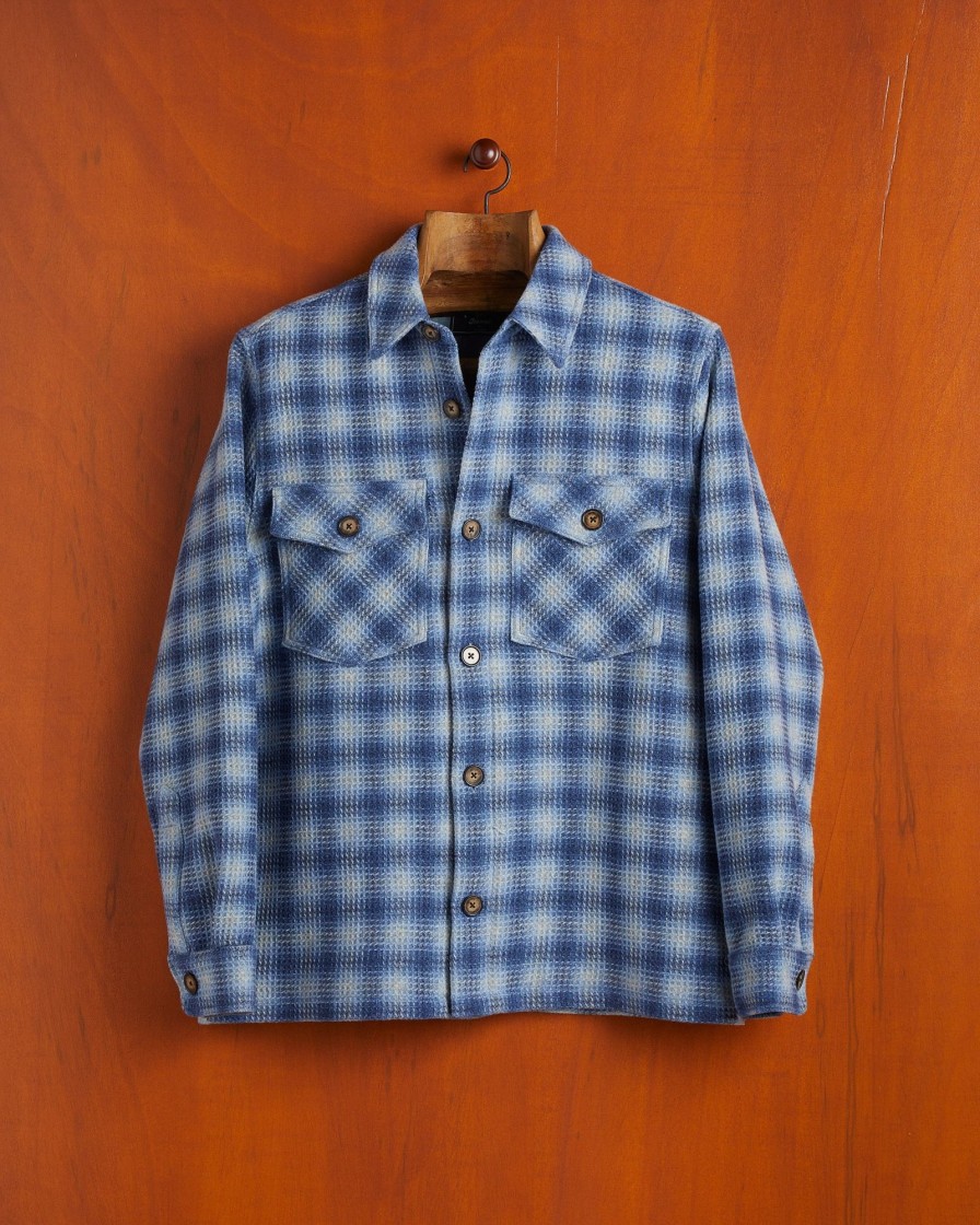 Kleidung Portuguese Flannel | Waffel-Overshirt Blau