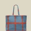 Zubehor Portuguese Flannel | Plaid Fleece Tote Big Bag Blau/Orange