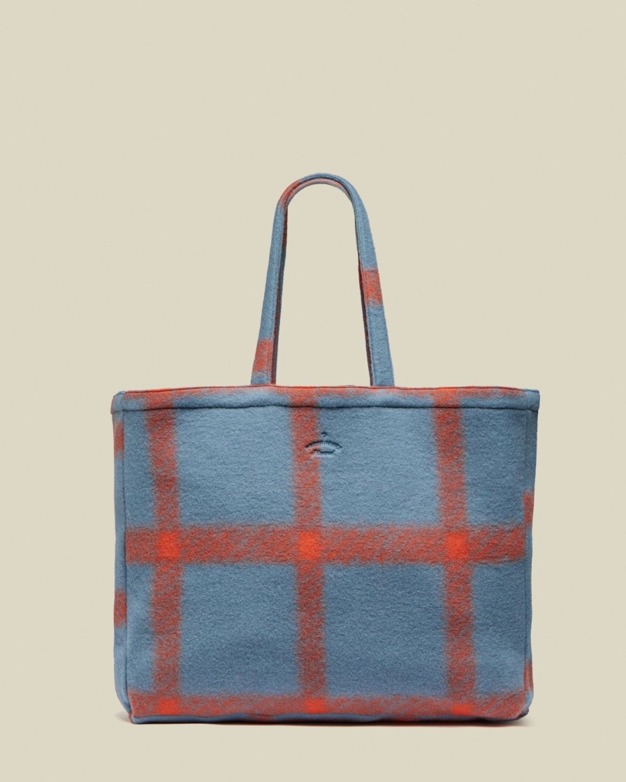 Zubehor Portuguese Flannel | Plaid Fleece Tote Big Bag Blau/Orange