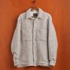 Kleidung Portuguese Flannel | Gestricktes Fischgrat-Overshirt Ecru