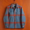 Kleidung Portuguese Flannel | Kariertes Fleece-Overshirt Blau/Orange