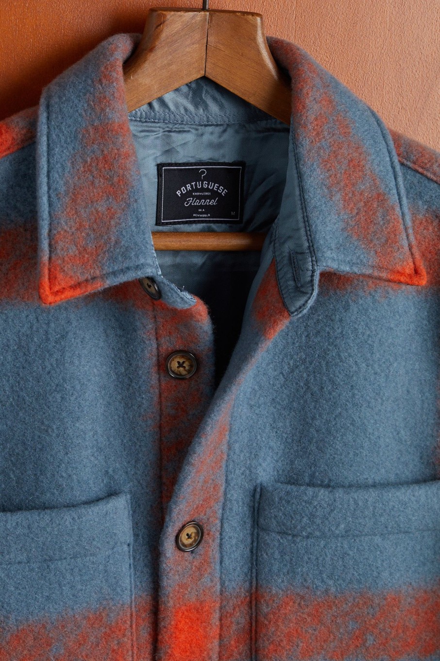 Kleidung Portuguese Flannel | Kariertes Fleece-Overshirt Blau/Orange