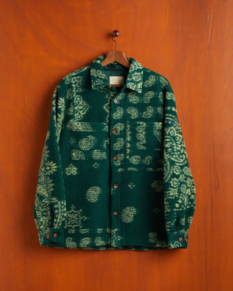 Kleidung Portuguese Flannel | Abstraktes Paisley-Overshirt Grun