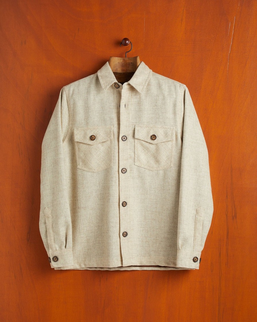 Kleidung Portuguese Flannel | Wollfeld-Overshirt Ecru